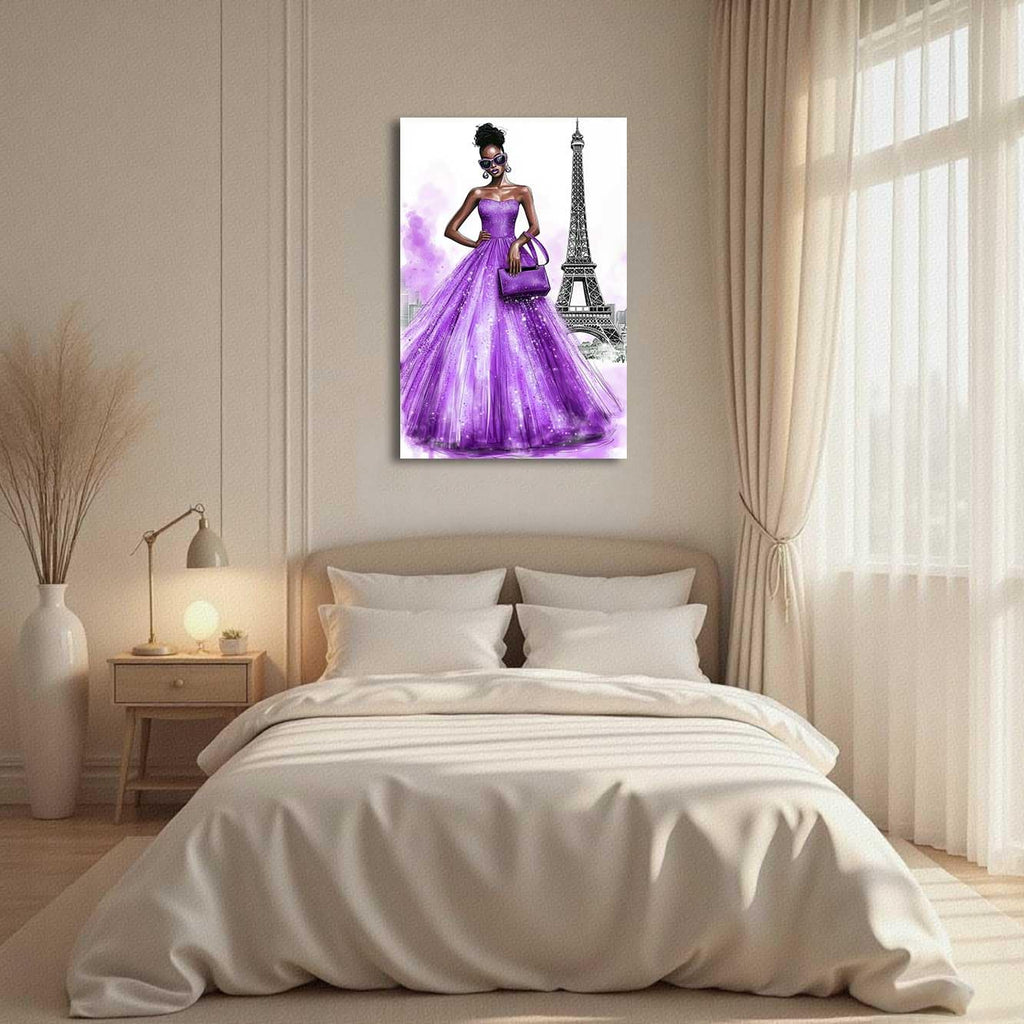 Paris Wall Black Woman Pictures Black White Eiffel Tower Paintings African American Canvas Prints Fashion Black Girl