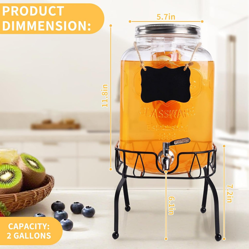 2 Gallon Jars, Ice Juice Dispenser(1 Pack Jar)