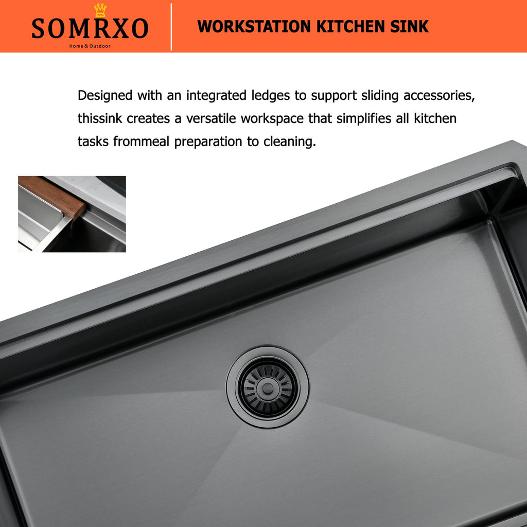 28x18 Undermount Black Stainless Steel Single Bowl