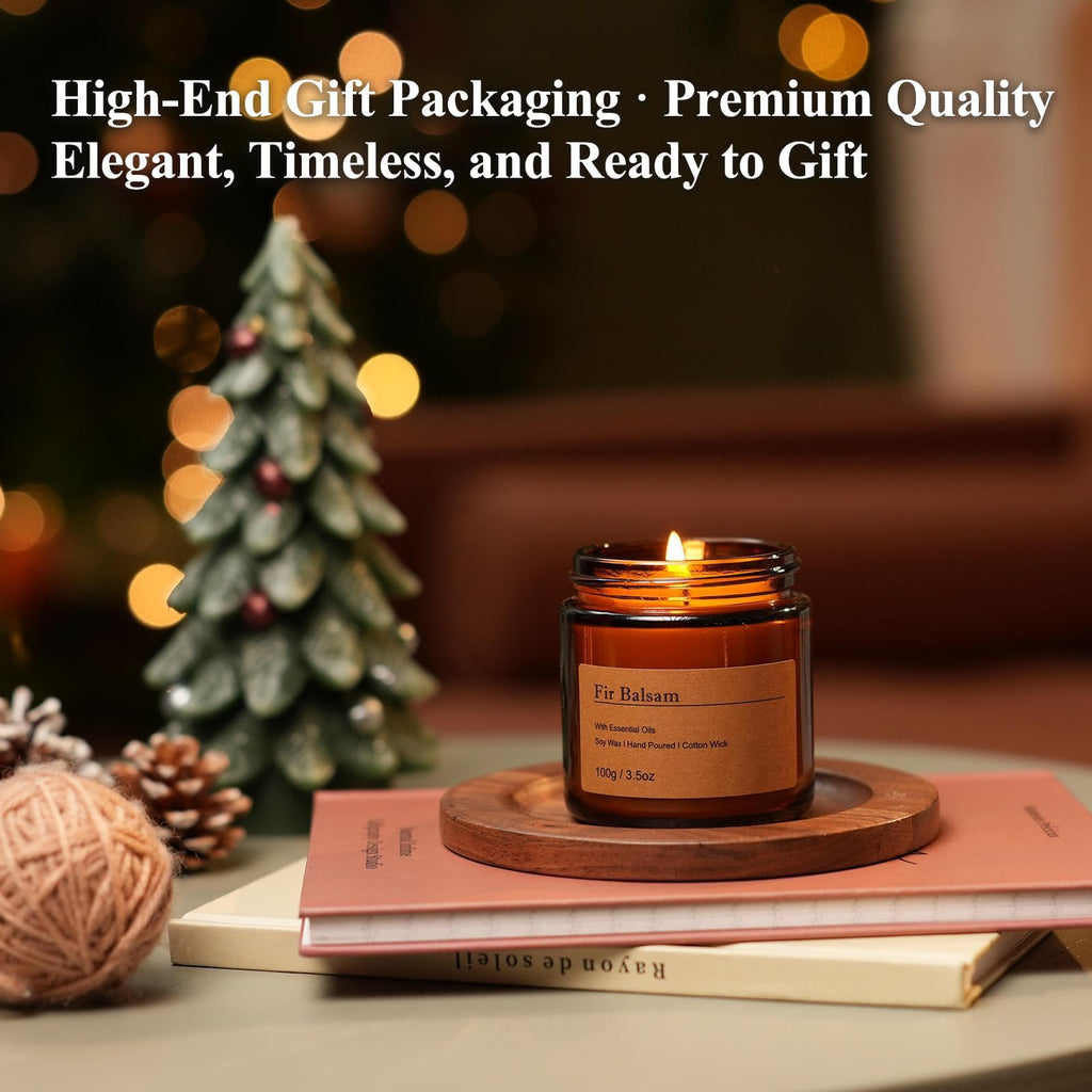 Fall Candles Gift Set - 8 Pack Vintage Amber Glass Jar Candles, Scents, Gift for Women, Aromatherapy Soy Wax