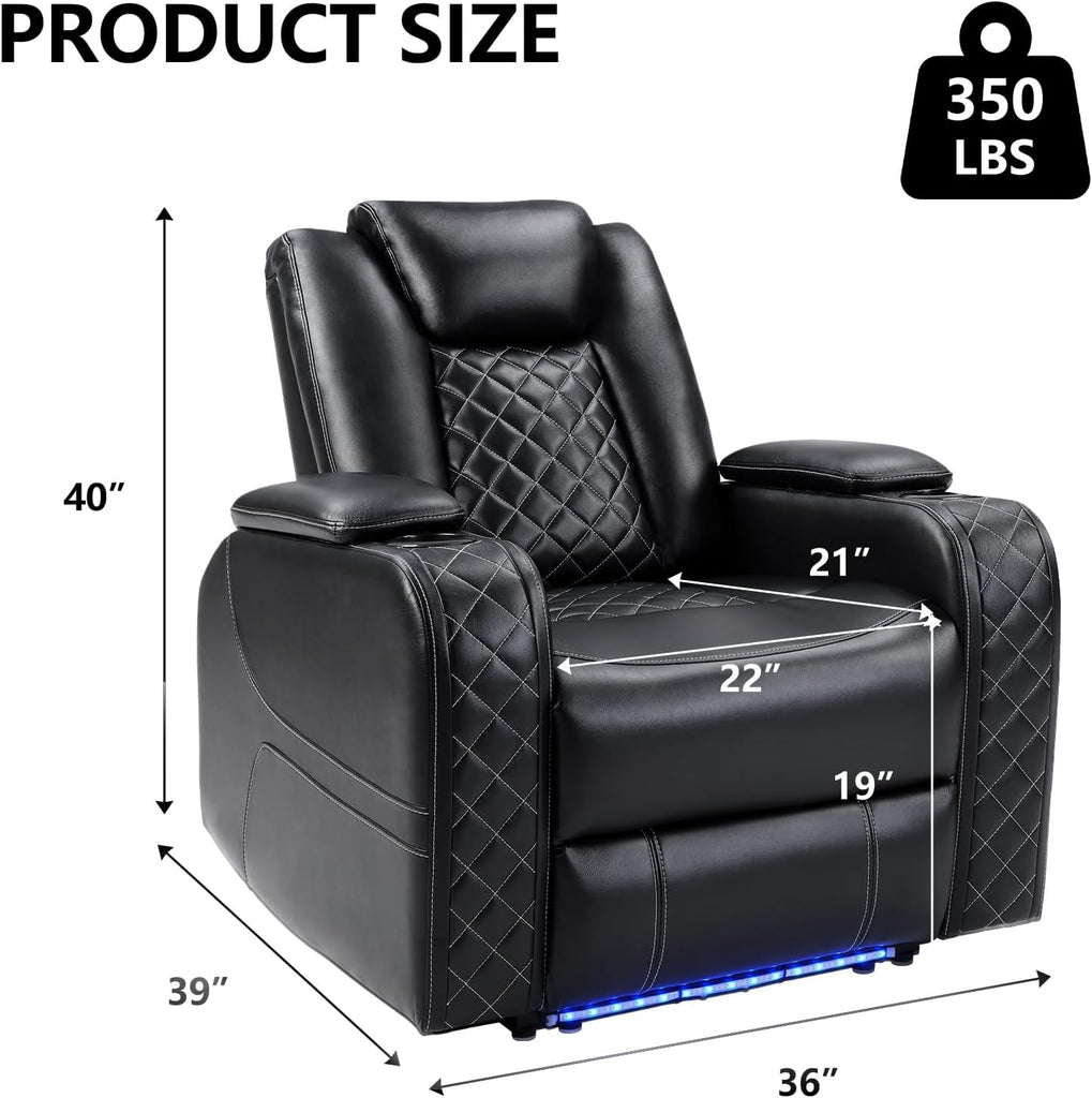 Electric Power Recliner Chair with Adjustable Headrest,Breathable Faux Leather Home Theater Seating with