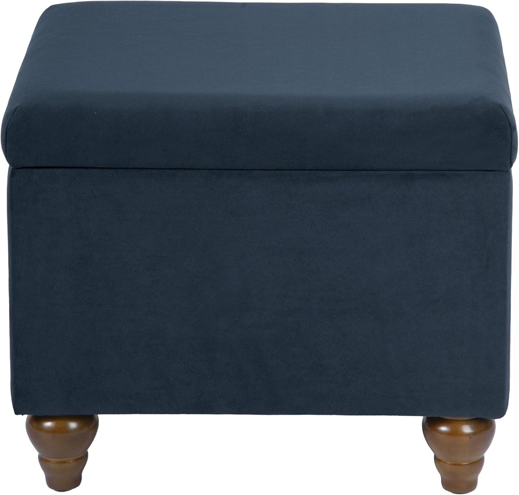 22" Medium Rectangular Storage Ottoman - Blue Velvet
