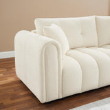 91.5" W Cloud Boucle Sofa for Living Room, Modern Comfy Boucle Couch with Rolled Arms and Soft Pillows