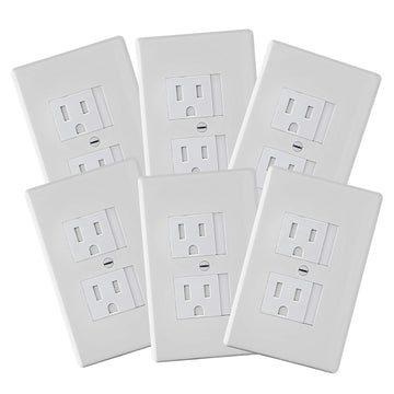 6-Pack Self-Closing Outlet Covers (For Center Screw Outlets Only) - Measures 3"Wide x 4.75"High-An Alternative To