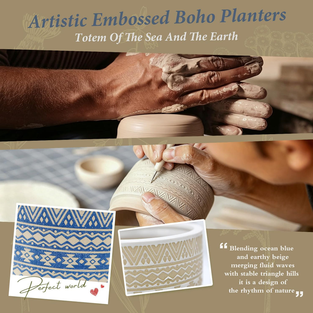 Small Ceramic Pots for Plant Boho Decorative Indoor Planter 5" 6"