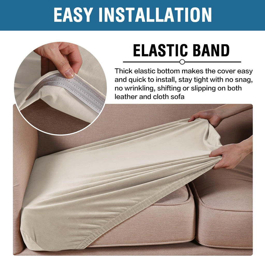 Velvet Stretch Couch Cushion Cover Plush Cushion Slipcover for Chair Loveseat Sofa Cushion Furniture Protector Seat