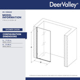 36"×78" Frameless Shower Glass Panel, 3/8'' (10mm) Fixed Glass Shower Panel, Tempered Glass Door