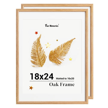 18x24 Poster Frame, Solid Oak Wood Poster Frames, Modern Photo Frame for Wall 18x24 with 16x20 Mat, High Definition