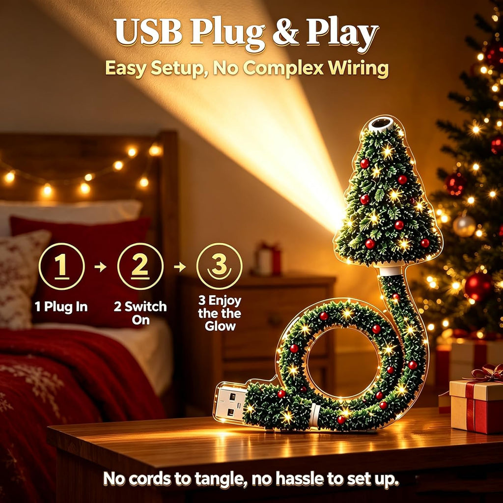 Christmas Tree Projector, USB Holiday Light with 6 Festive Scenes (2PCS)