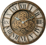 18 Inch Wall Clock with Moving Gears, Oversized Large Industrial Steampunk Decoration