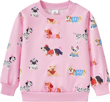 Little Girls Sweatshirts Cotton Long Sleeve Crewneck Pullover Toddler Kids Winter Warm Shirt Sweater Tops