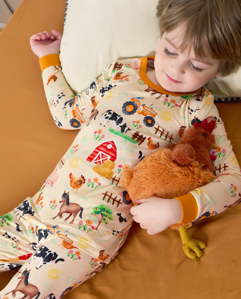 Bamboo Viscose Toddler Kids Pajamas Set, Long Sleeve Boys