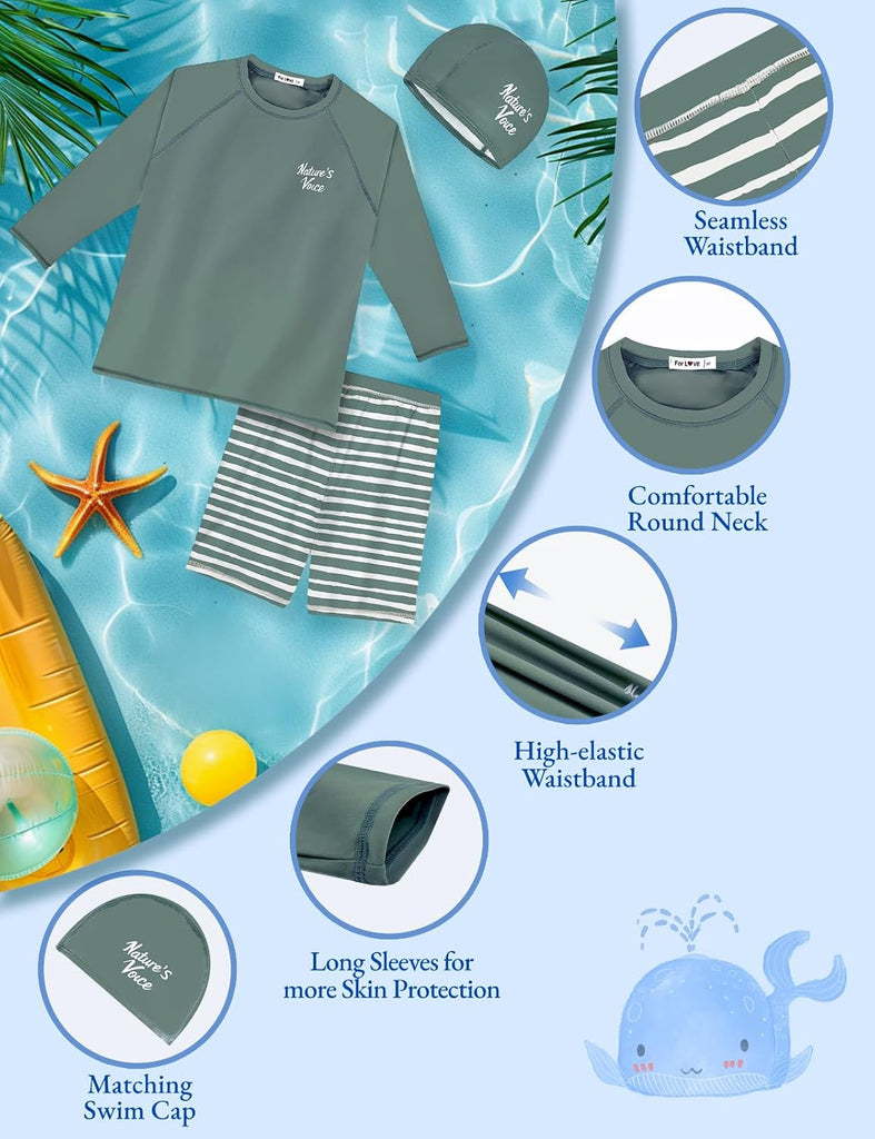 Boys UPF 50+ Piece Rash Guard Swim Set