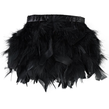 Black Turkey Feathers Trim Fringe 10Yard 4-6inch