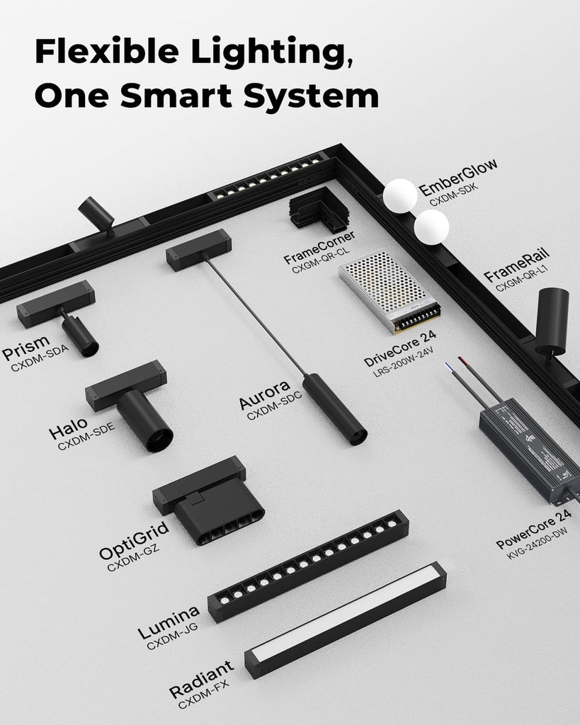 Magnetic Track Light Rails, Pre-Ceiling Recessed Mount Aluminum Track