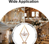 45" Gold Wedding Candelabra Set of 4 | Tall Crystal-Accent Centerpieces with Acrylic Diamond Drops for Reception
