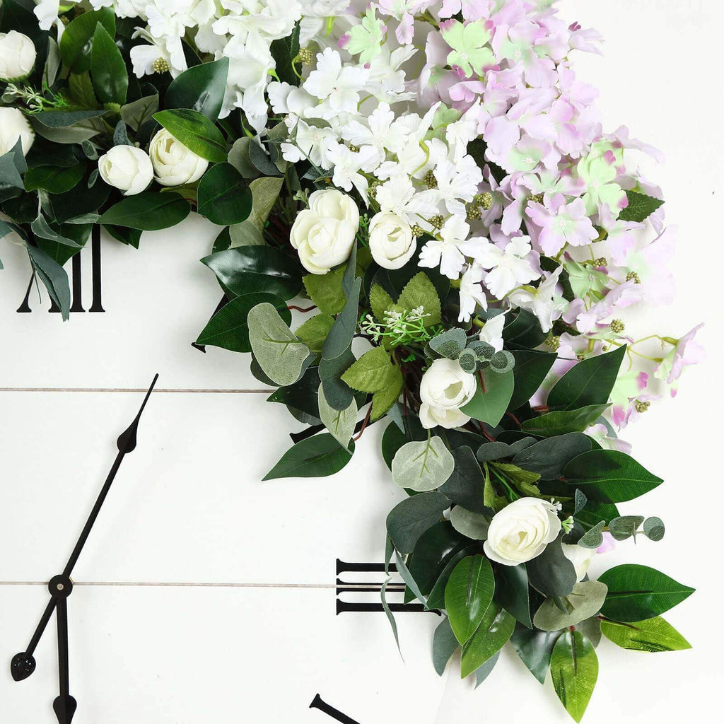 4ft Real Touch Eucalyptus and Willow Leaf Garland with Silk Ranunculus Flowers, Lush Faux Floral Runner for Intimate