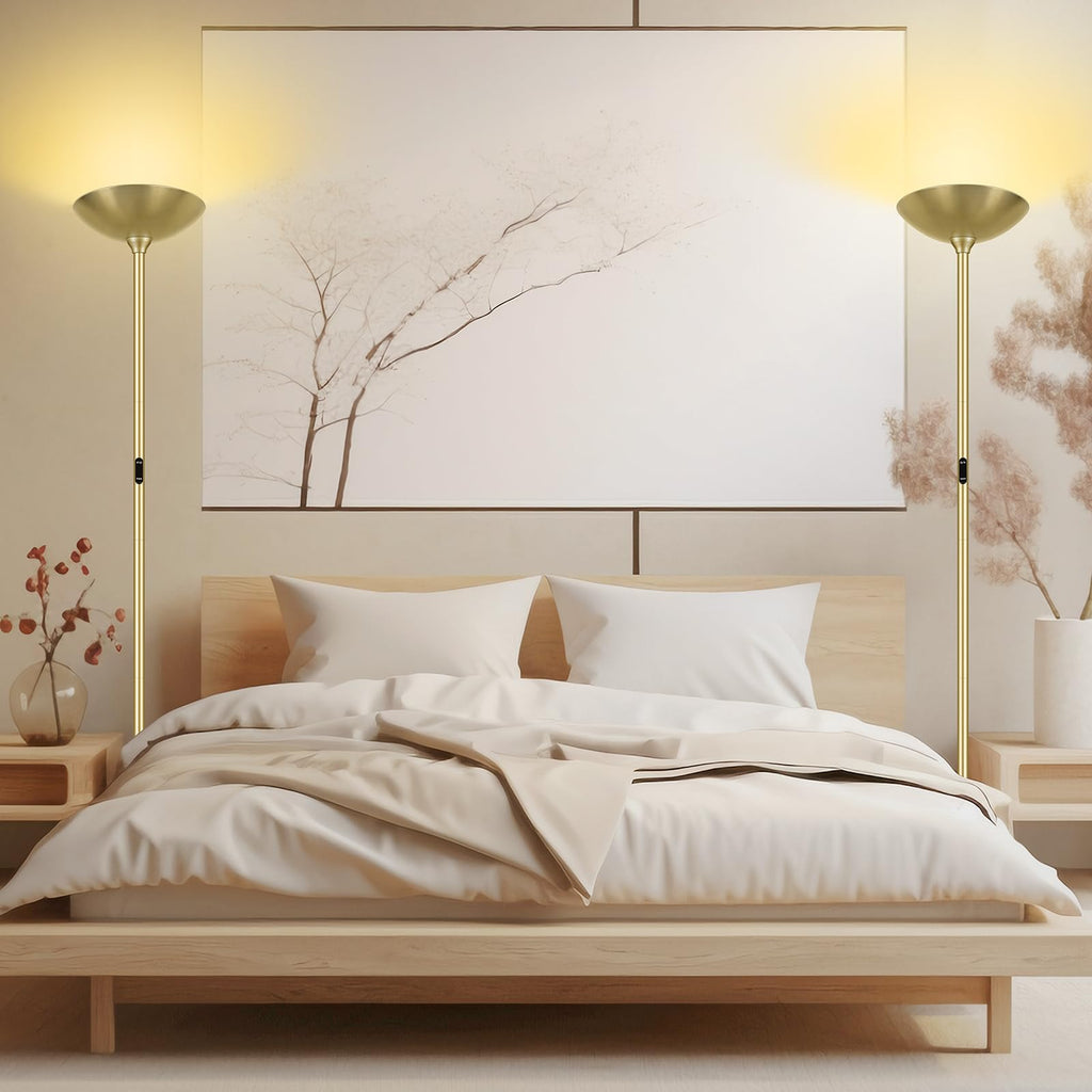 Dimmable Floor Lamp, Gold, 30W LED Torchiere