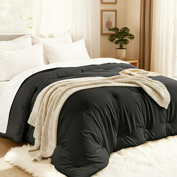 Comforters Queen Size, All Season Quilted Bed Comforter, Ultra-Soft Down Alternative Duvet Insert with 4 Tabs