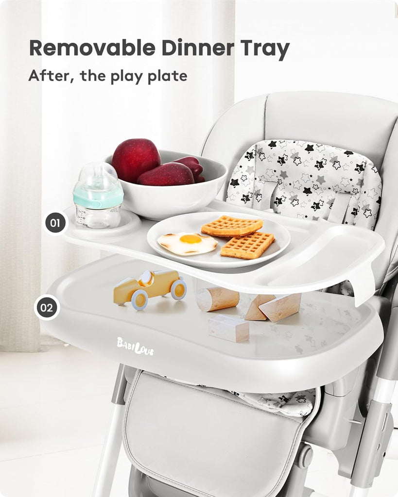 Baby High Chair with Wheel, Adjustable Foldable Chair for Babies & Toddlers | 8-Level Height Adjustment, Adjustable