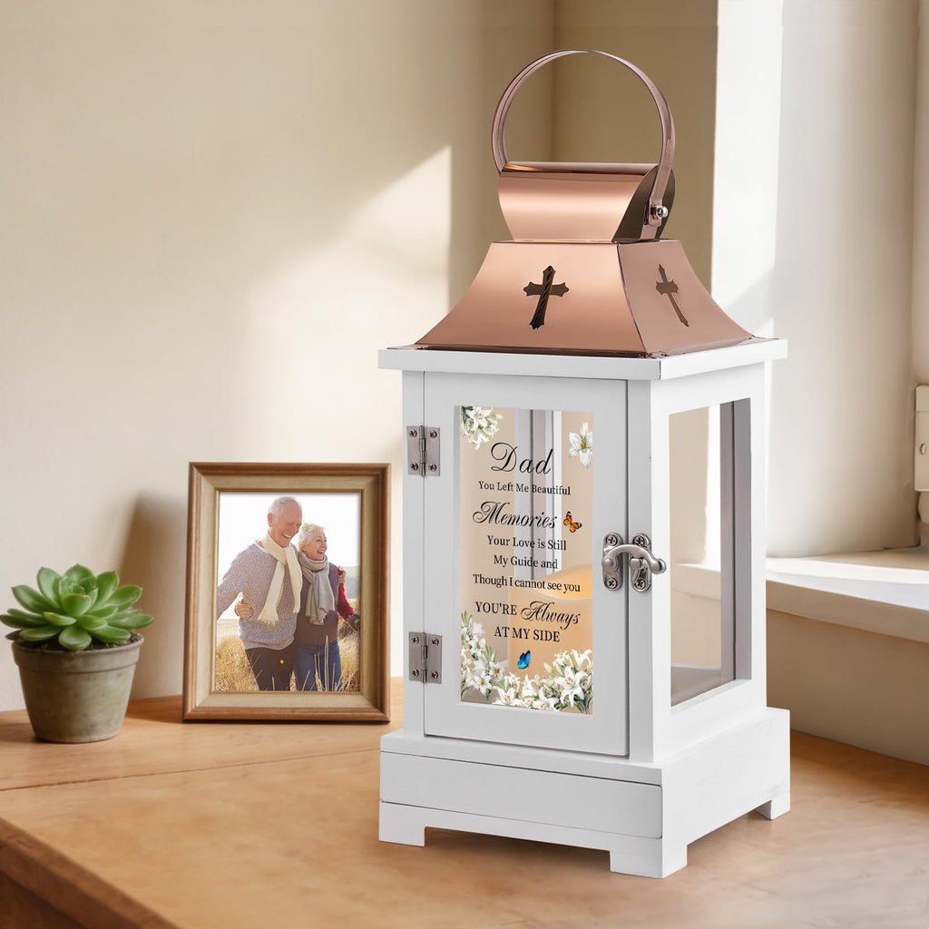 Memorial Gifts for Loss of Dad, Memorial Lantern with Drawer for Keepsakes, Loss of Father Sympathy Gift, Bereavement