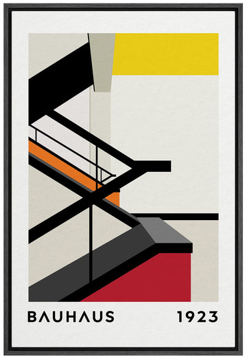 Framed Canvas Print Wall Art Bauhaus Geometric Staircase Display Abstract Shape Illustrations Modern Decorative