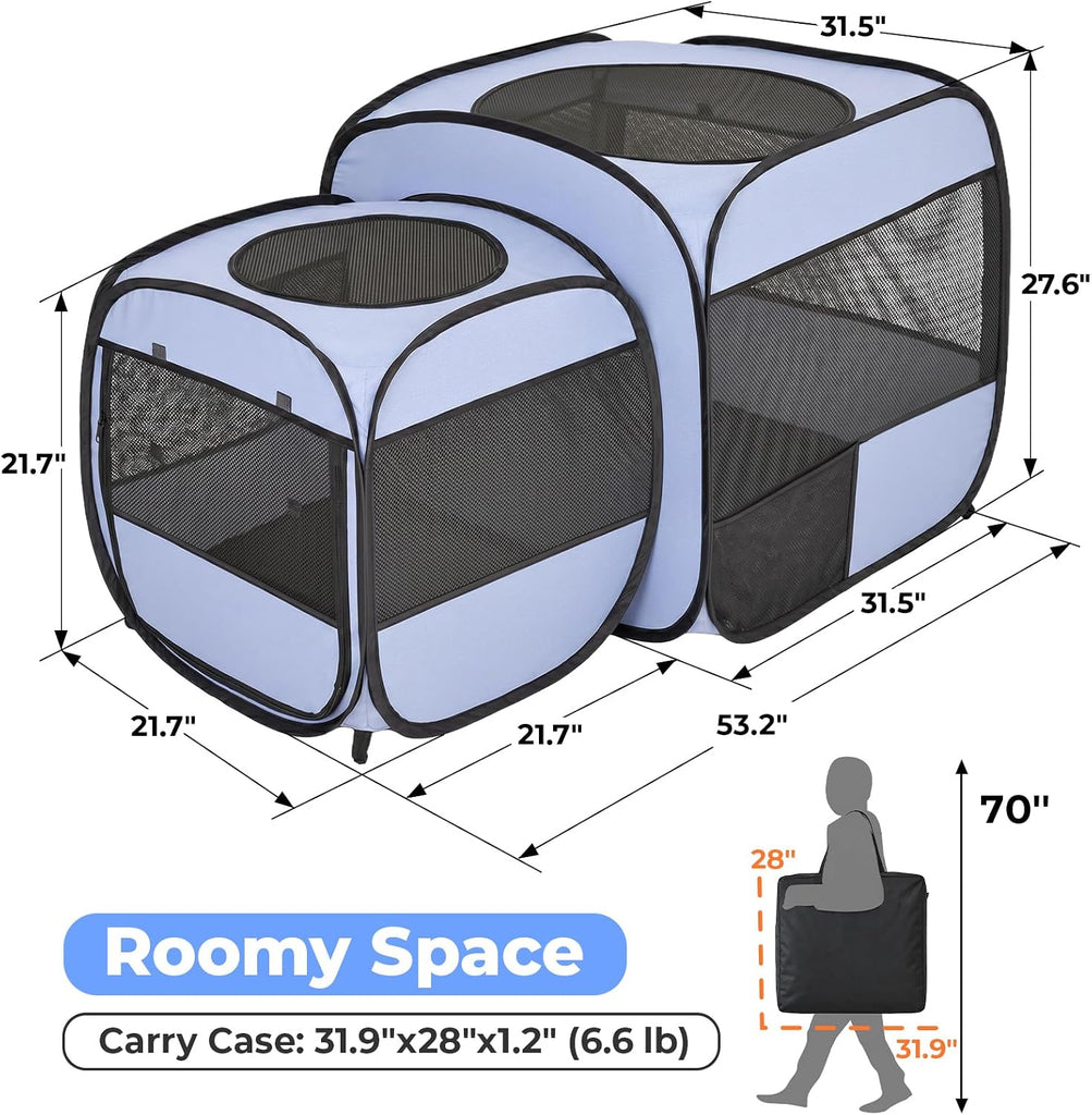 2-in-1 Dog Playpen Portable Cat Playpen, Non-Separable, No Assembly