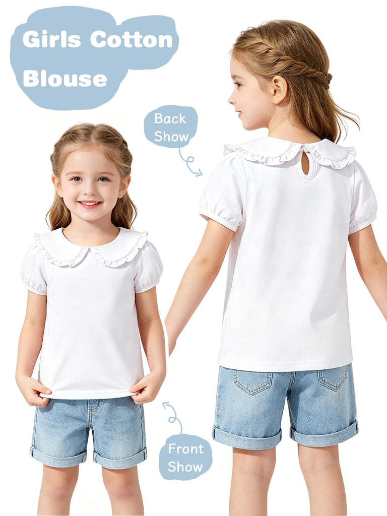 Toddler Peter Pan Collar T-Shirt Girl Cotton Blouse
