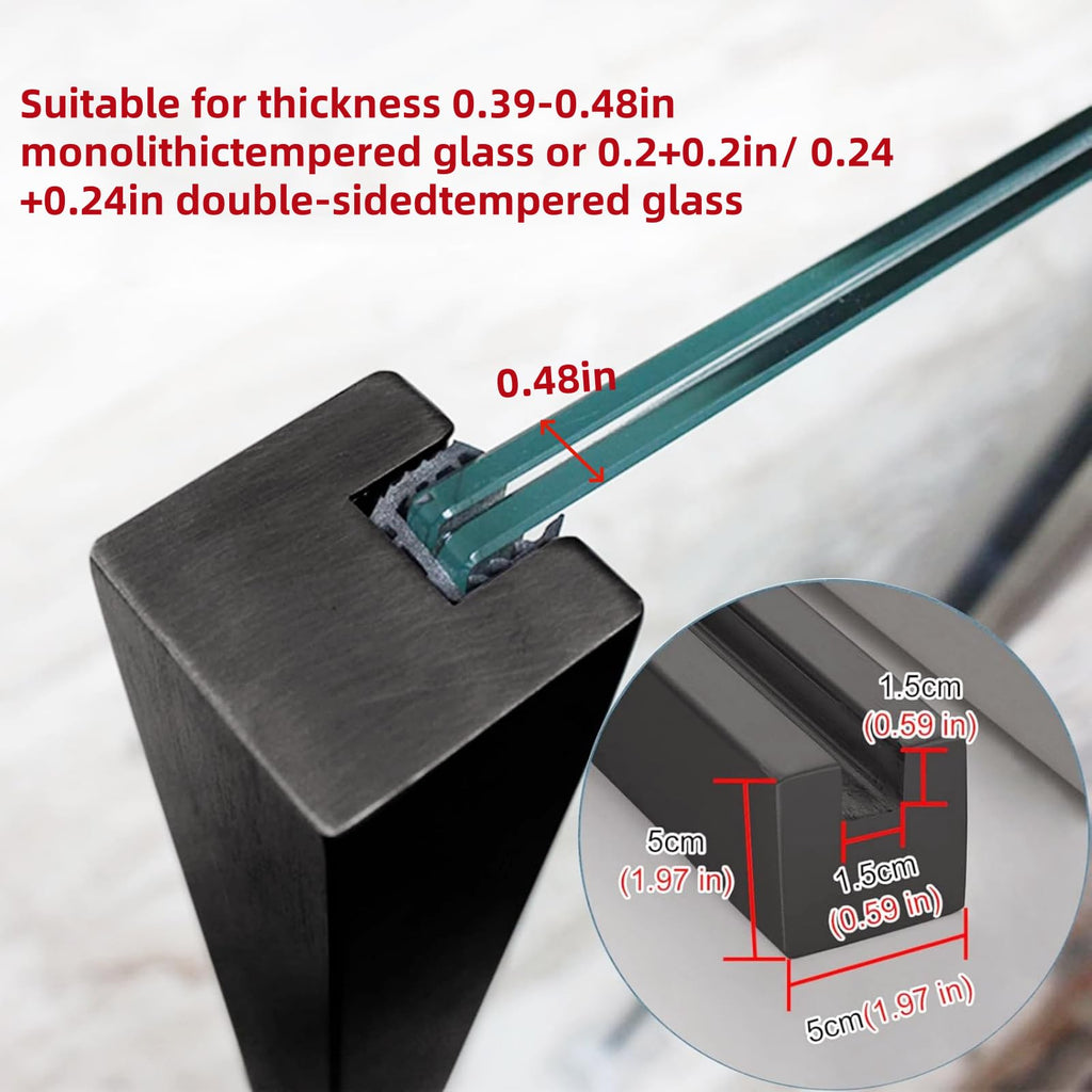Heavy-Duty Glass Railing Post, 304 Stainless Steel Glass Railing with Spigot Slots & Sturdy Base, Balcony, Stairway