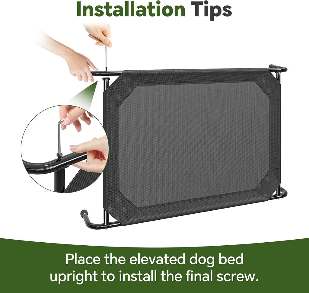 Elevated Dog Bed for Large Dogs, Waterproof XL Pet Cot with Breathable Mesh, Outdoor & Indoor Cooling Dog Bed, Raised