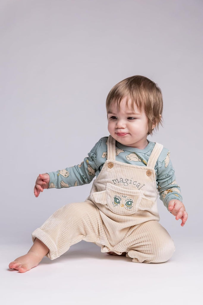 Baby Corduroy Ribbed Overall and T-Shirt Outfit Set to Infant - )