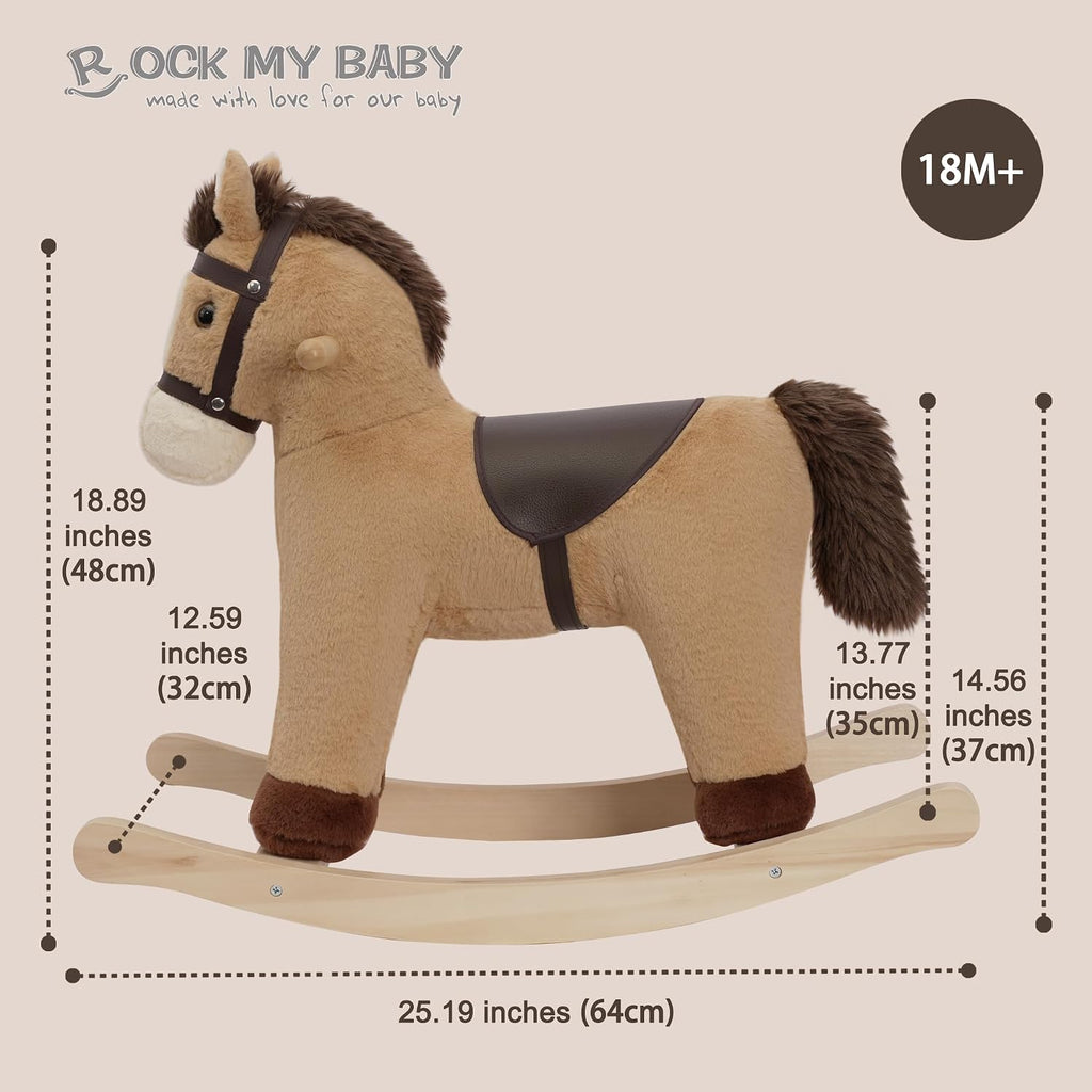 My Baby Rocking Horse, Rocking Animal with Realistic Sound, Stuffed Rocker for Toddlers 18M+, Soft Filling Ride on