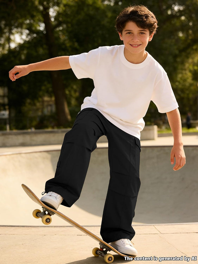 Boys Baggy Wide Leg Cargo Pants