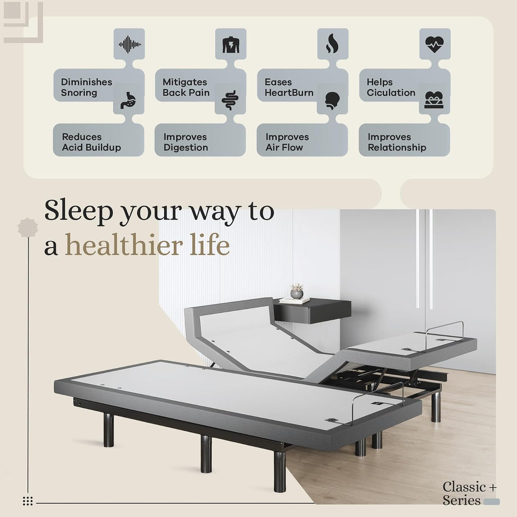Harmony Adjustable Bed Base, Head and Foot Lift, Massage, Under-Bed Lights, USB, Memory, Zero Gravity Smart Frame