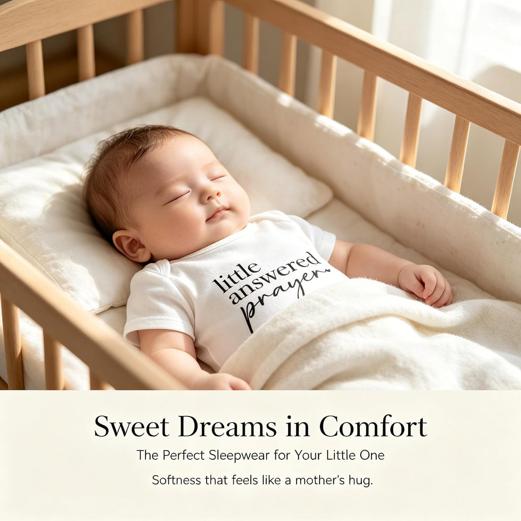Little Answered Prayer Bodysuit, Pregnancy Announcement Gender Neutral Baby Gifts, Cute Infant Short-Sleeve Clothes