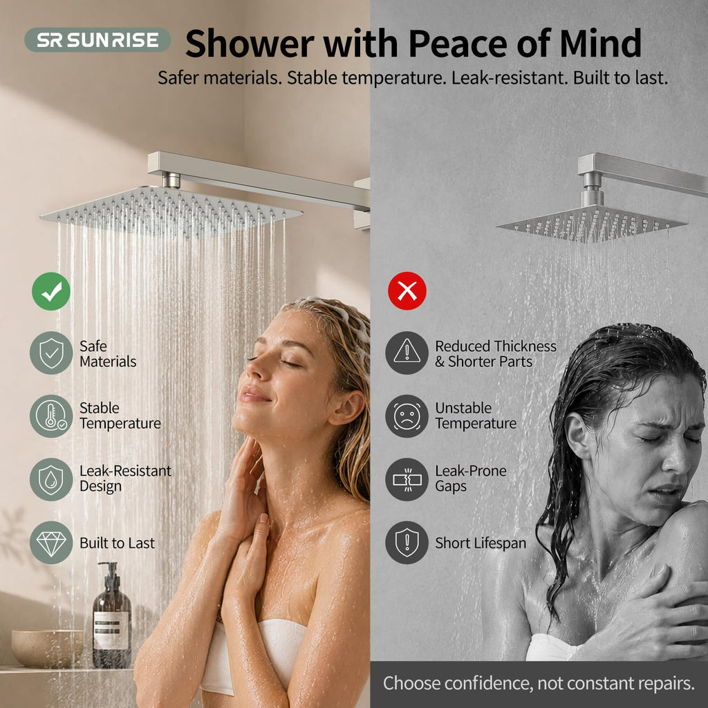 Shower Faucet Set 10-Inch Rainfall Shower Head Brushed Nickel