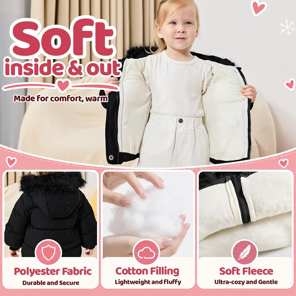 Toddler Girl Winter Coat Fleece Hooded Jacket Warm Outwear