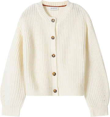 Girls' Cardigan with Button Loose Long Sleeve Shrug Sweaters Cropped Uniforms Kids Knit Sweater Outerwear