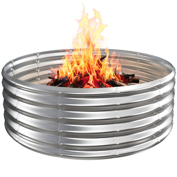 48" Round Galvanized Steel Fire Ring Pit/Raised Garden Bed Kit