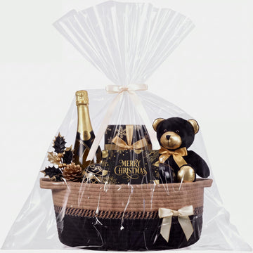 Woven Christmas Gift Basket Empty, Black Brown
