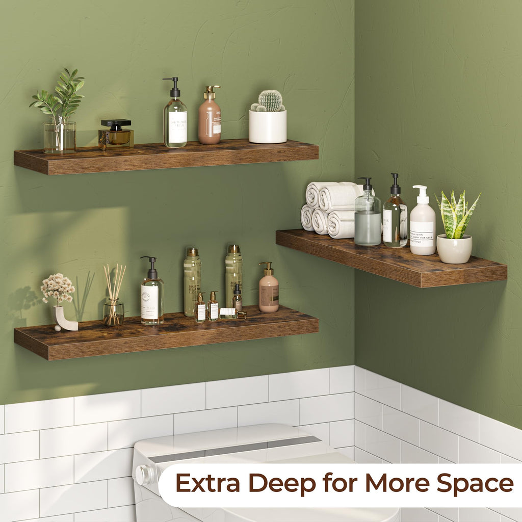 Floating Shelves for Wall 30 Inch Set of 3, Farmhouse Floating Shelves with Invisible Heavy Duty Bracket, 10 Inch