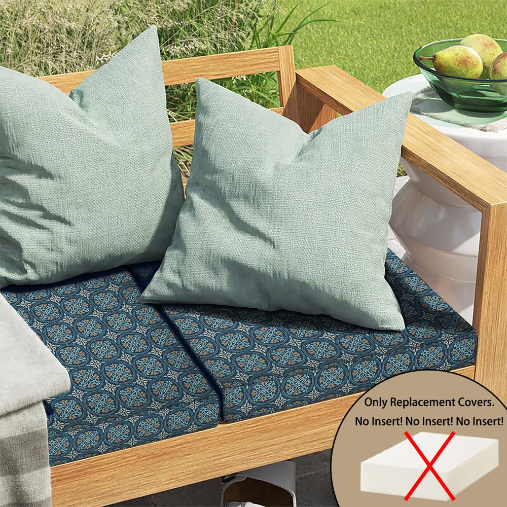 Indoor Outdoor Cushion Cover Replacement 2 Pack, NO Insert! Water Repellent Slipcover with Ties Decor Garden Chair
