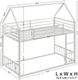Bunk Bed Twin Over Twin, House Bunk Bed Frame with Ladder and Guardrail