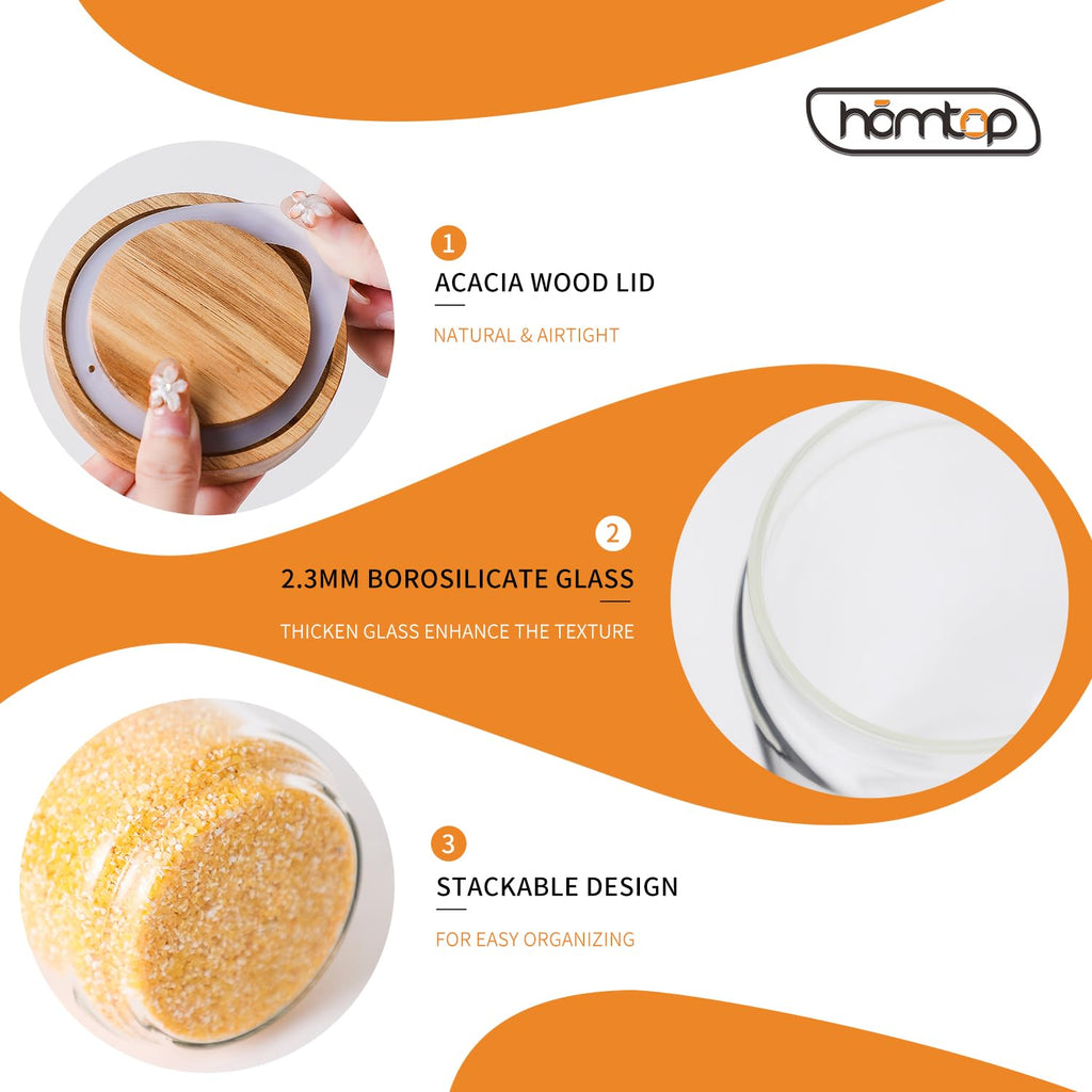Glass Storage Jars with Wood Lids 25 Oz