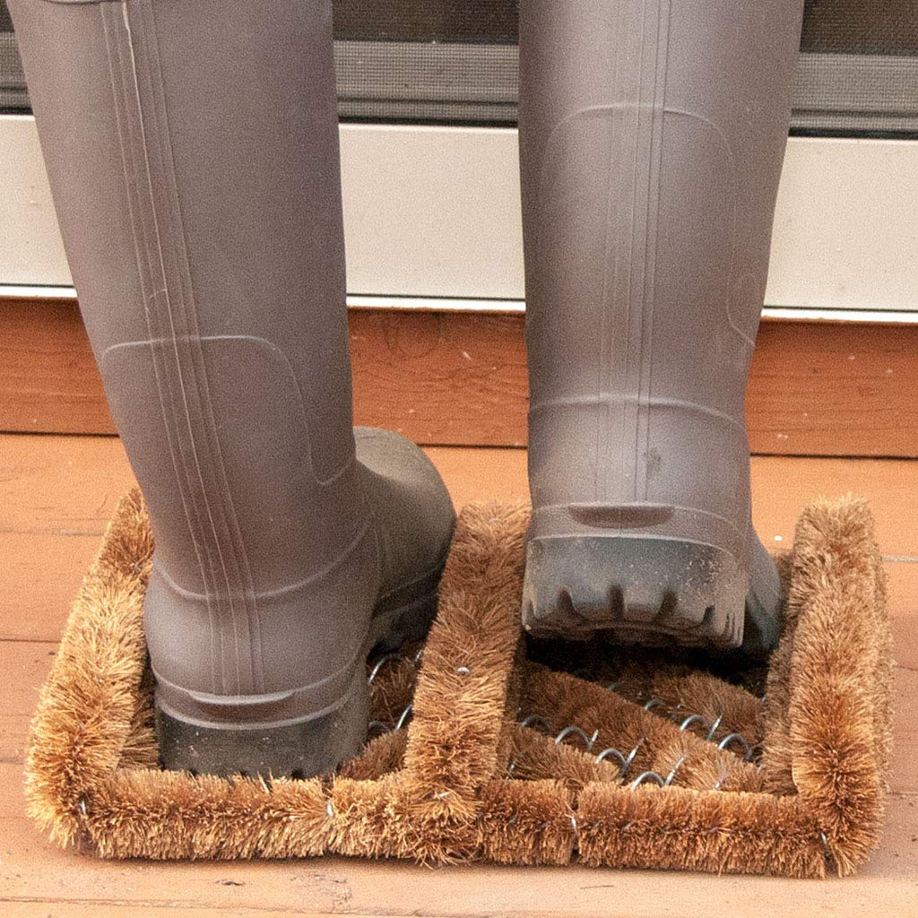 Natural Coir Boot Scraper Door Mat - 13 x 12 inch