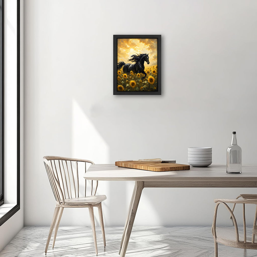 Country Horse Sunflower Decor Wall Art, Rustic Farmhouse Picture 16"x24"