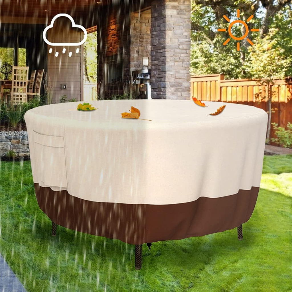 Heavy-Duty 48" Round Patio Table/Chair 900D Cover Outdoor Waterproof | Lifetime Service, Weatherproof Furniture