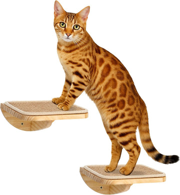 Cat Wall Shelves with Sisal Mat, Cat Wall Furniture Steps for All Breeds
