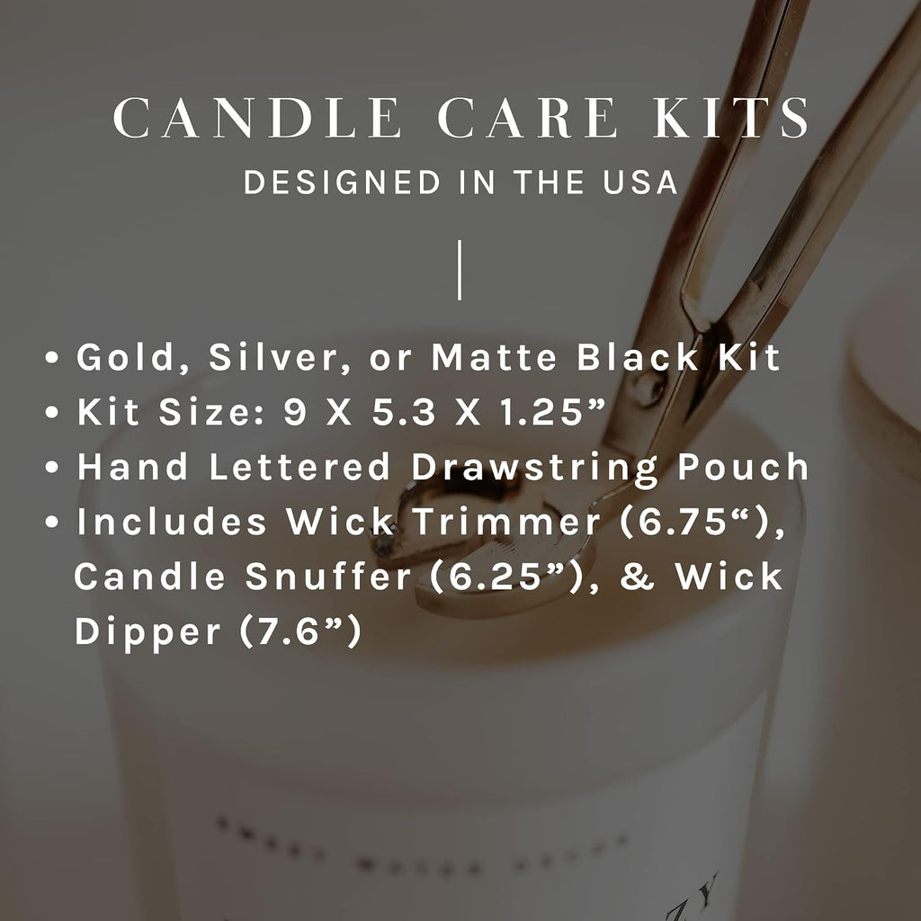 Candle Care Kit | Matte Black Candle Accessory Set Includes Wick Trimmer, Wick Dipper, and Bell Snuffer Tools - Set of 3
