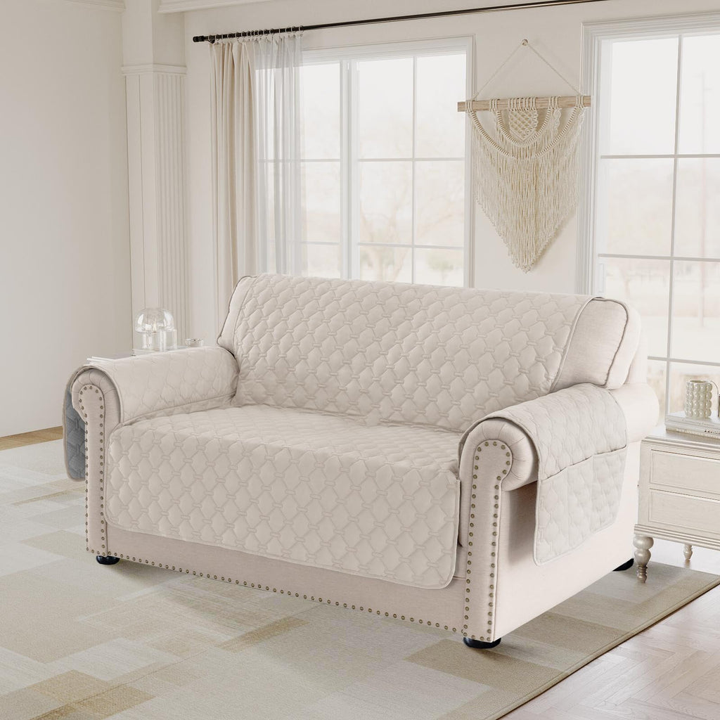Loveseat Covers for 2 Cushion Couch Modern Sofa Covers Water Resistant and Washable Thick Soft Couch Cover for Dogs